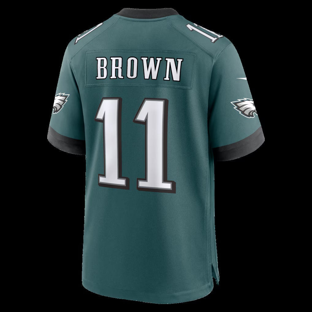 P.Eagles #11 A.J. Brown Midnight Green Team Game Stitched Football American Jersey - Main View
