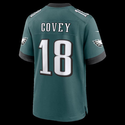 P.Eagles #18 Britain Covey Midnight Green Team Game Stitched Football American Jersey - Main View