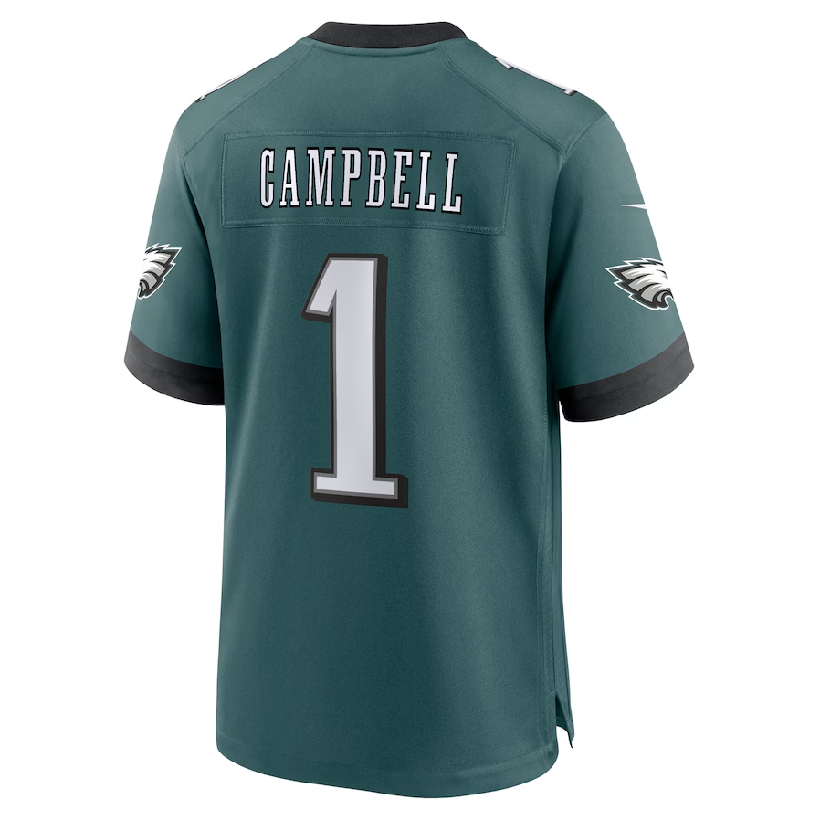 P.Eagles #1 Jihaad Campbell Green 2025 Draft First Round Pick Game American Football Jerseys - Main View