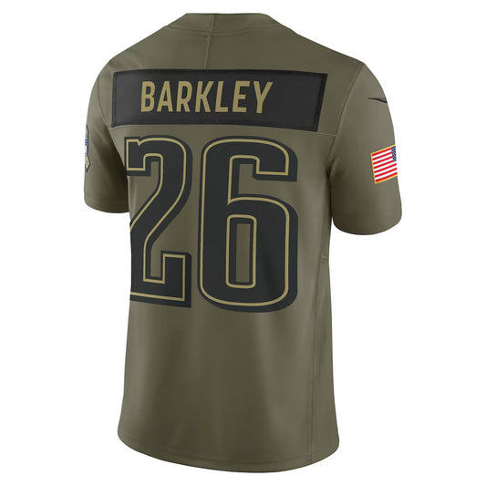 P.Eagles #26 Saquon Barkley Olive 2025 Salute to Service Limited Stitched American Football Jerseys - Main View