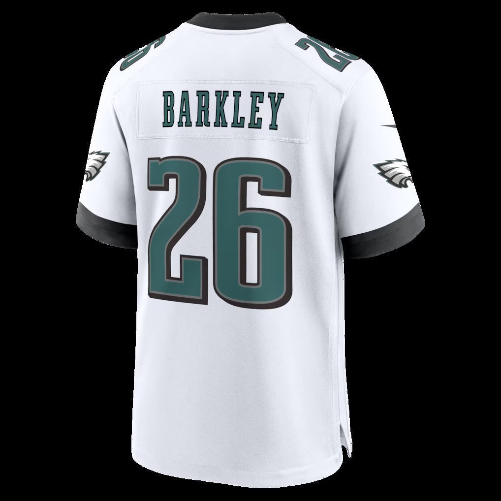 P.Eagles #26 Saquon Barkley White Game Stitched Football American Jersey - Main View