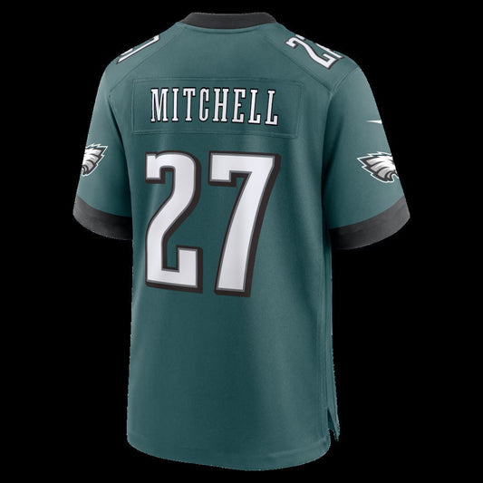 P.Eagles #27 Quinyon Mitchell Midnight Green Team Game Stitched Football American Jersey - Main View