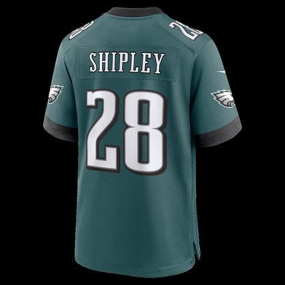 P.Eagles #28 Will Shipley Midnight Green Team Game Stitched Football American Jersey - Main View