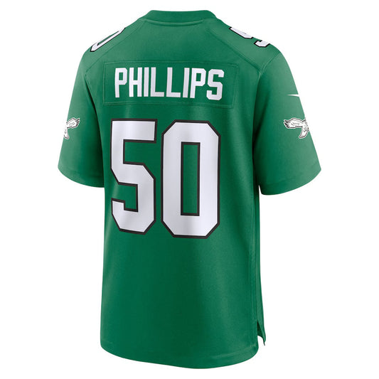 P.Eagles #50 Jaelan Phillips Kelly Green Alternate 2 Game Stitched American Football Jerseys - Main View