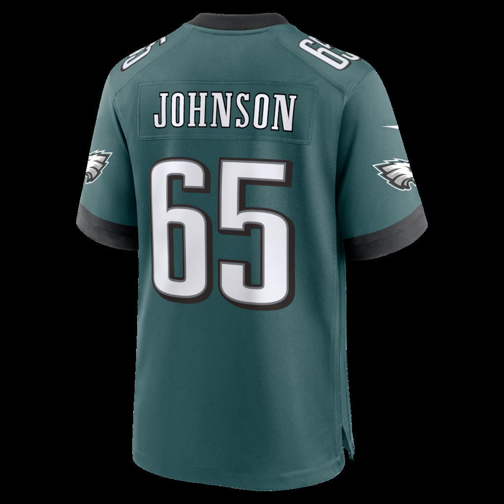 P.Eagles #65 Lane Johnson Midnight Green Team Game Stitched Football American Jersey - Main View