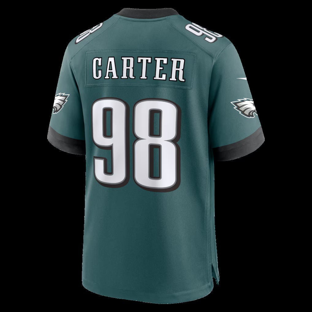 P.Eagles #98 Jalen Carter Midnight Green Team Game Stitched Football American Jersey - Main View