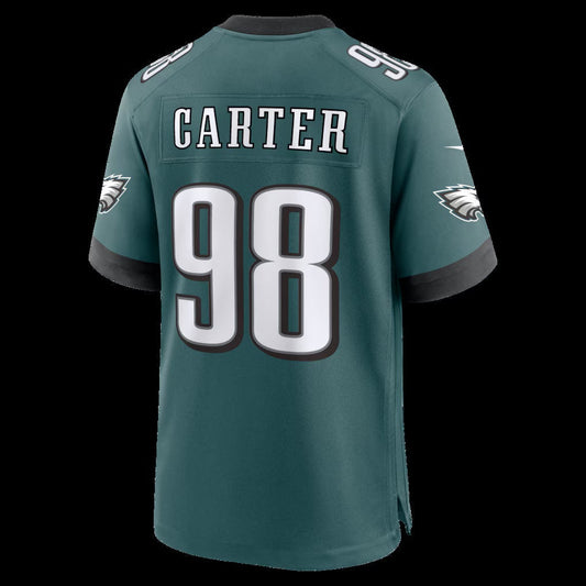 P.Eagles #98 Jalen Carter Midnight Green Team Game Stitched Football American Jersey - Main View