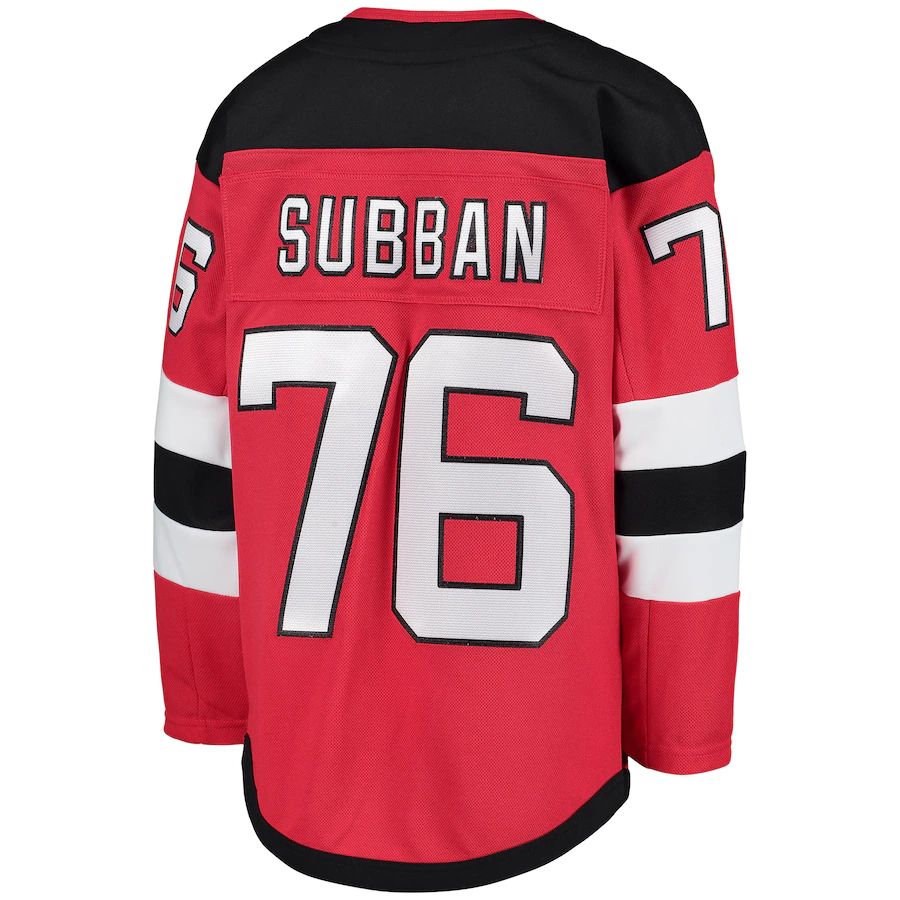 NJ.Devils #76 P.K. Subban Home Premier Player Jersey Red Stitched American Hockey Jerseys - Main View