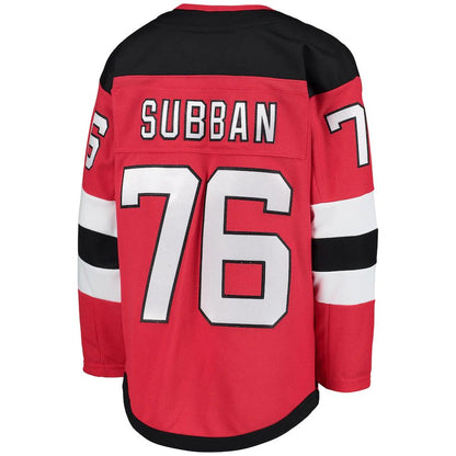 NJ.Devils #76 P.K. Subban Home Premier Player Jersey Red Stitched American Hockey Jerseys - Main View