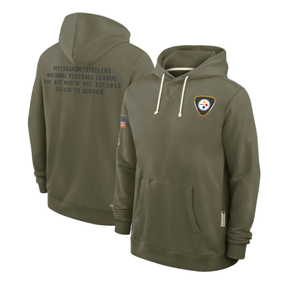 P.Steelers Olive 2025 Salute to Service Sideline Standard Issue Dri-FIT Hoodie Stitched American Football Jerseys - Main View