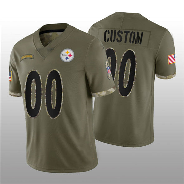 Custom P.Steelers ACTIVE PLAYER 2022 Olive Salute To Service Limited Stitched Jersey Football Jersey - Main View