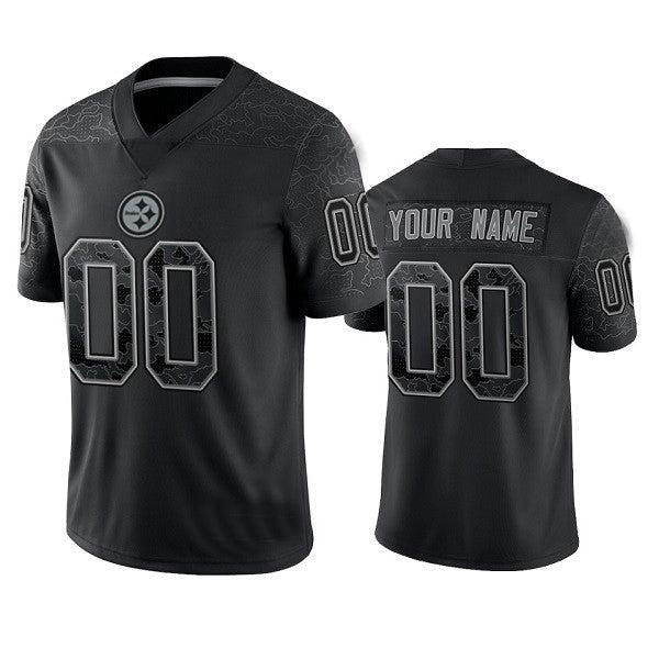 Custom P.Steelers Active Player  Reflective Limited Stitched Jersey Black Football Jerseys - Main View