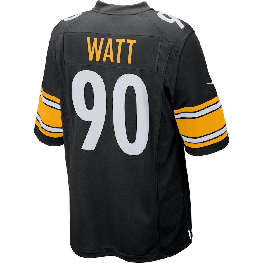 P.Steelers #90 T.J. Watt Black Game Player Jersey Stitched American Football Jerseys - Main View