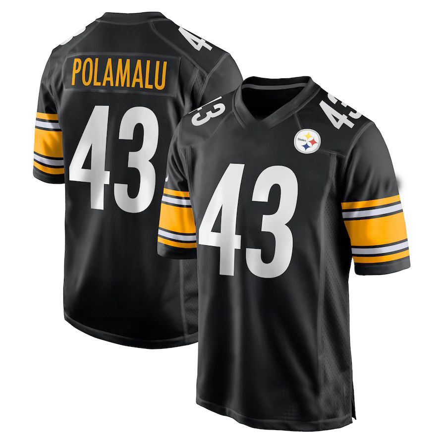 P.Steelers #43 Troy Polamalu  Black Retired Player Game Jersey Stitched American Football Jerseys - Main View