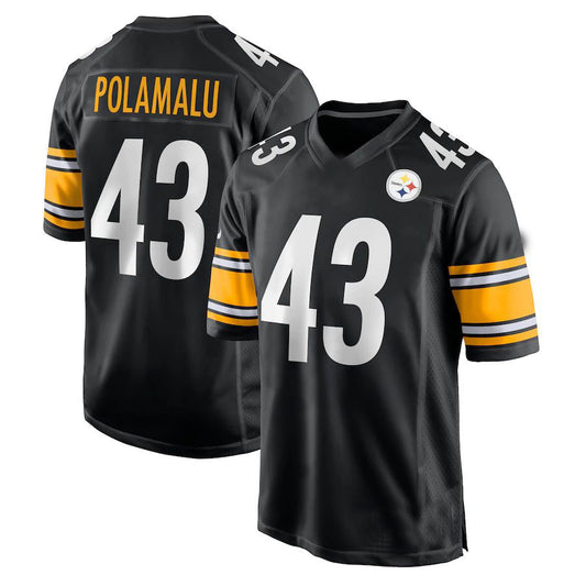 P.Steelers #43 Troy Polamalu  Black Retired Player Game Jersey Stitched American Football Jerseys - Main View