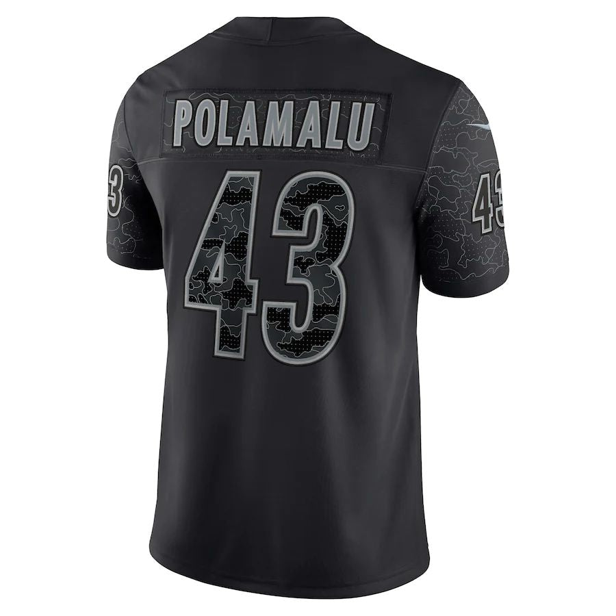 P.Steelers #43 Troy Polamalu Black Retired Player RFLCTV Limited Jersey Stitched American Football Jerseys - Main View