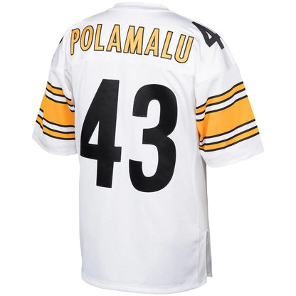P.Steelers #43 Troy Polamalu Mitchell & Ness White 2005 Authentic Throwback Retired Player Jersey Stitched American Football Jerseys - Main View