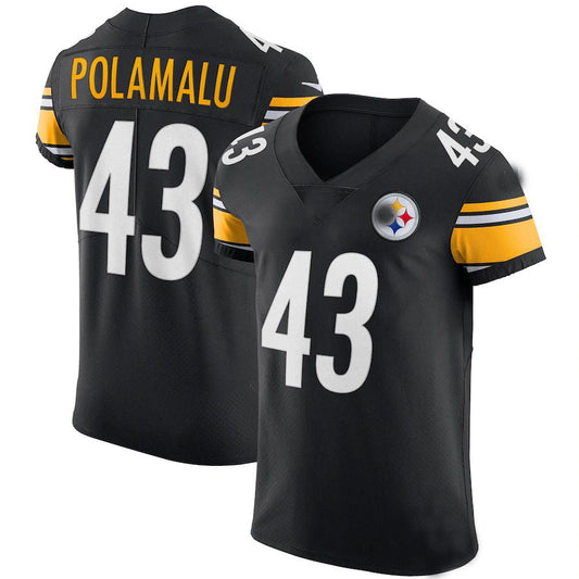 P.Steelers #43  Troy Polamalu Black Retired Player Elite Jersey Stitched American Football Jerseys - Main View