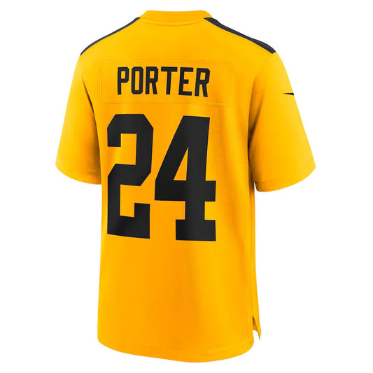 P.Steelers #24 Joey Porter Jr. Gold Alternate 1933 Throwback Game Stitched American Football Jerseys - Main View