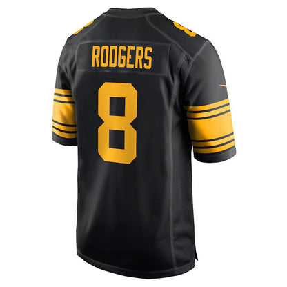 P.Steelers #8 Aaron Rodgers Black Alternate Game Stitched American Football Jerseys - Main View