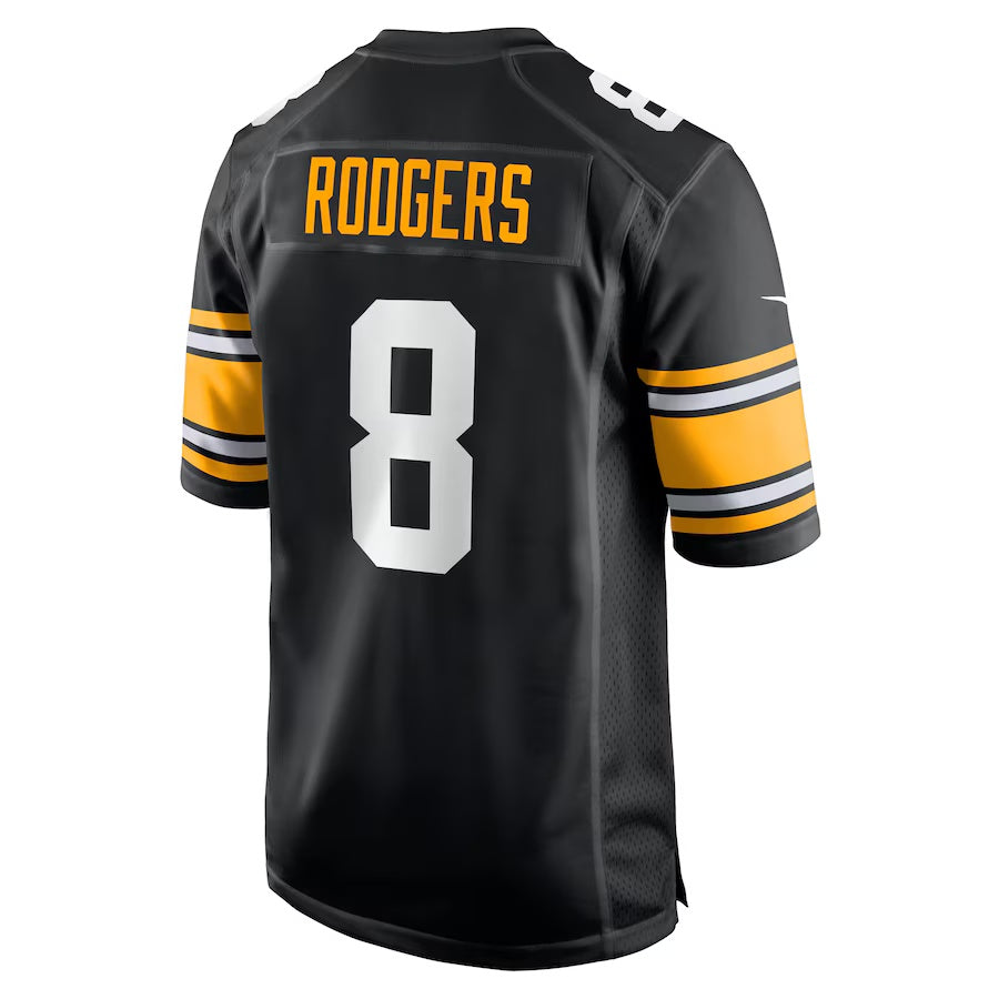 P.Steelers #8 Aaron Rodgers Black Alternate Game Stitched American Football Jerseys - Main View