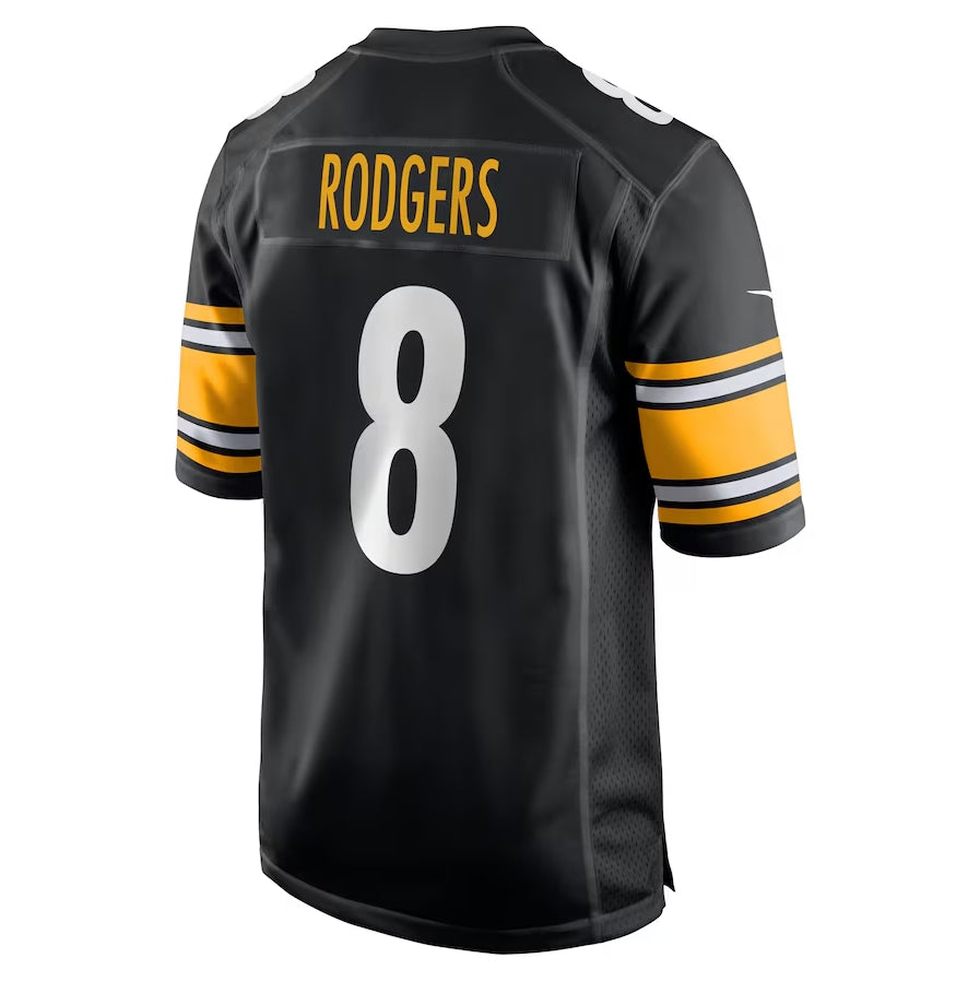 P.Steelers #8 Aaron Rodgers Black Game Stitched American Football Jerseys - Main View