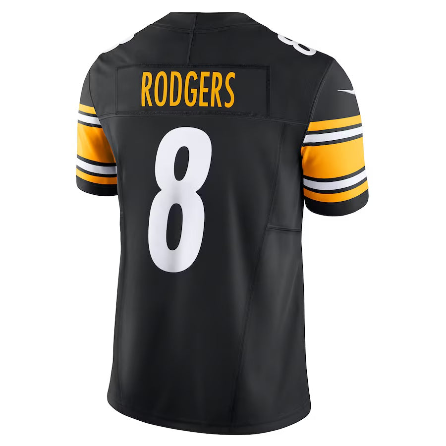 P.Steelers #8 Aaron Rodgers Black Team Vapor F.U.S.E. Limited Stitched American Football Jerseys - Main View