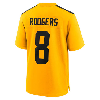 P.Steelers #8 Aaron Rodgers Gold Alternate 1933 Throwback Game Stitched American Football Jerseys - Main View