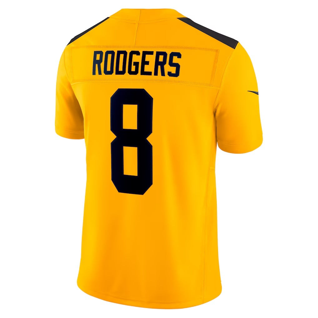 P.Steelers #8 Aaron Rodgers Gold Alternate Vapor F.U.S.E. Limited Stitched American Football Jerseys - Main View