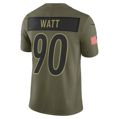 P.Steelers #90 T.J. Watt Olive 2025 Salute to Service Limited Stitched American Football Jerseys - Main View
