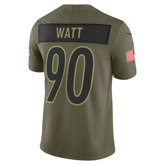 P.Steelers #90 T.J. Watt Olive 2025 Salute to Service Limited Stitched American Football Jerseys - Main View