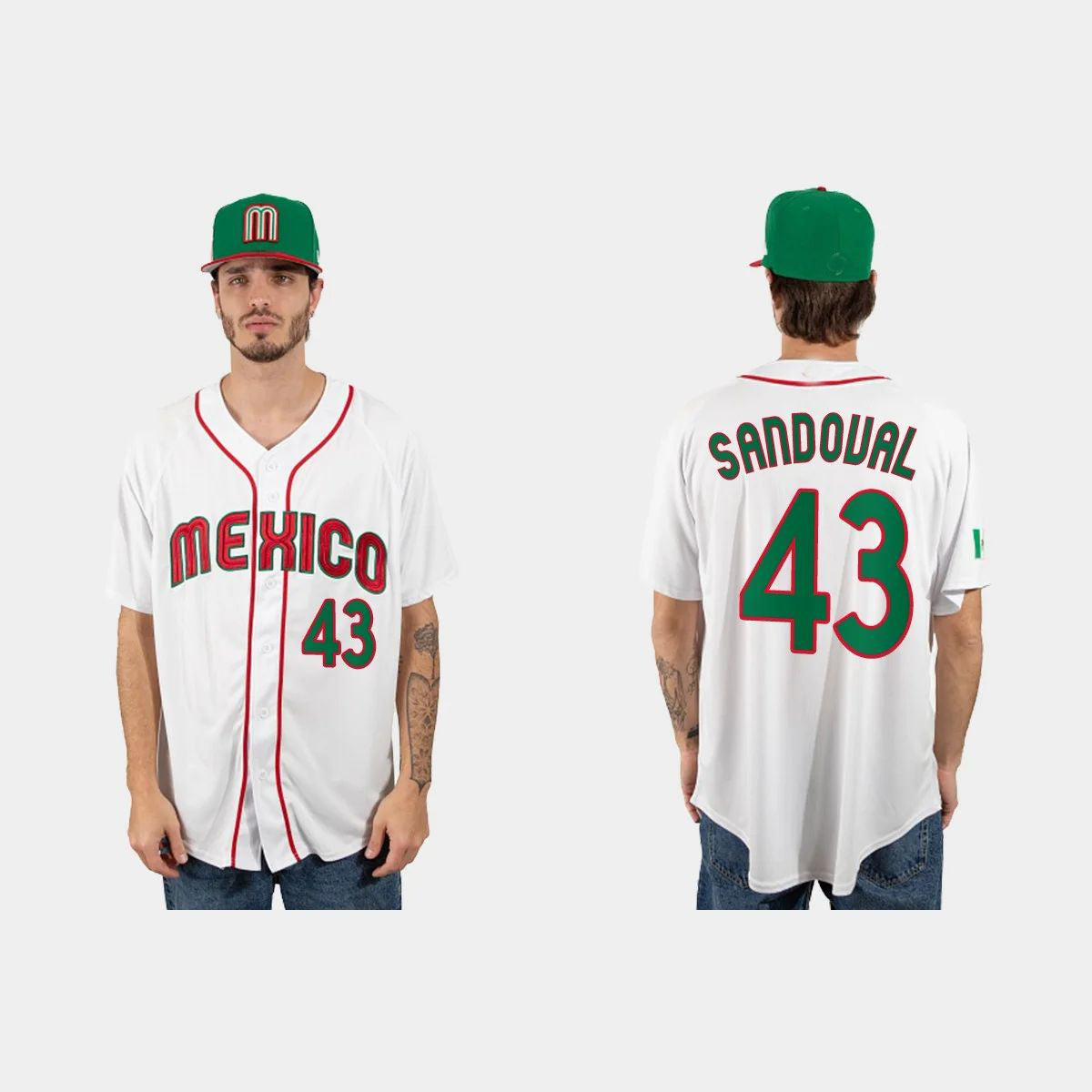#43 PATRICK SANDOVAL MEXICO BASEBALL 2023 WORLD BASEBALL CLASSIC JERSEY ¨C WHITE Stitches Baseball Jerseys - Main View