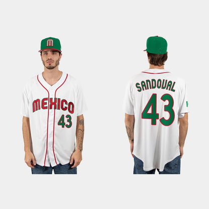 #43 PATRICK SANDOVAL MEXICO BASEBALL 2023 WORLD BASEBALL CLASSIC JERSEY ¨C WHITE Stitches Baseball Jerseys - Main View