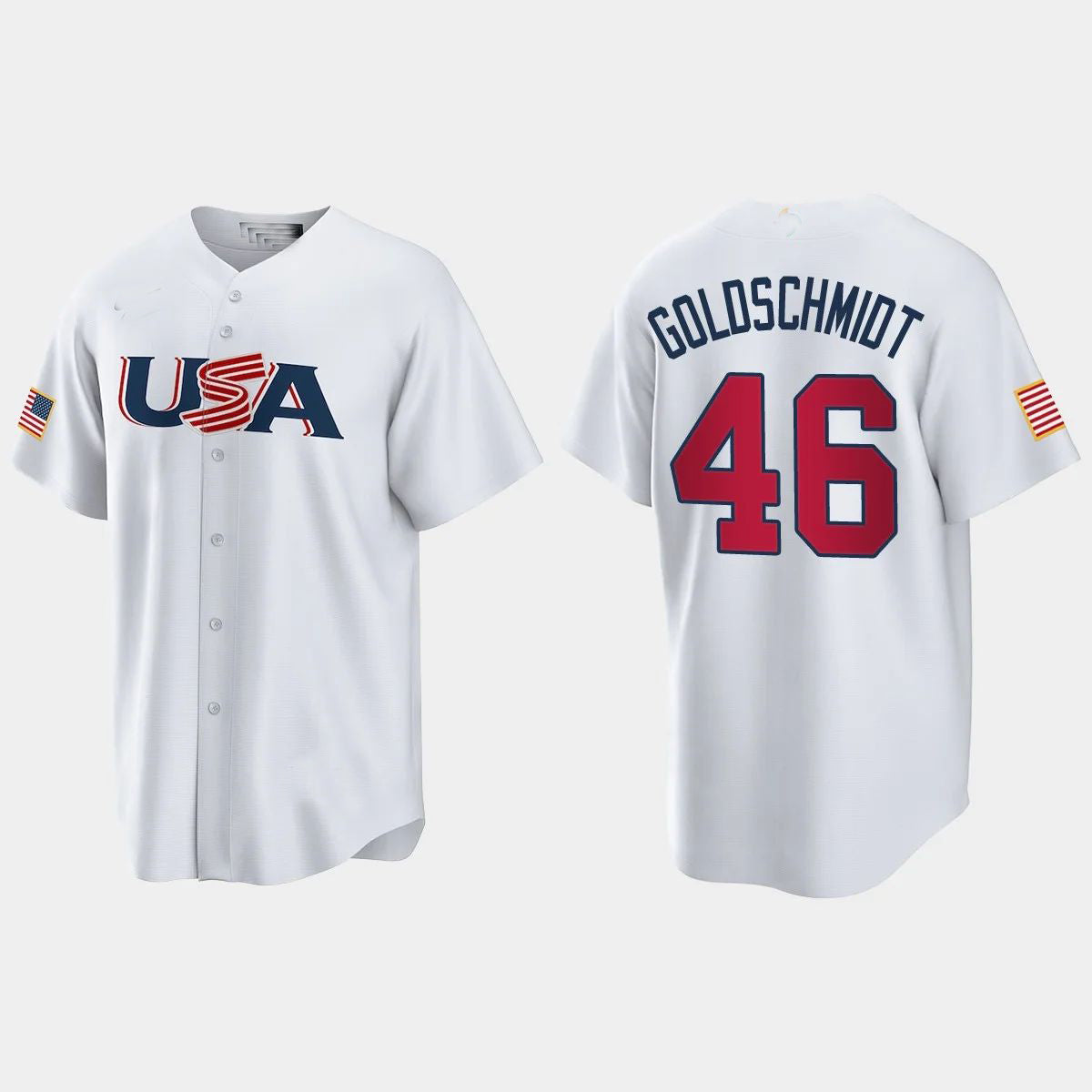 #46 PAUL GOLDSCHMIDT ST. LOUIS CARDINALS 2023 WORLD BASEBALL CLASSIC USA REPLICA JERSEY ¨C WHITE Stitches Baseball Jerseys - Main View