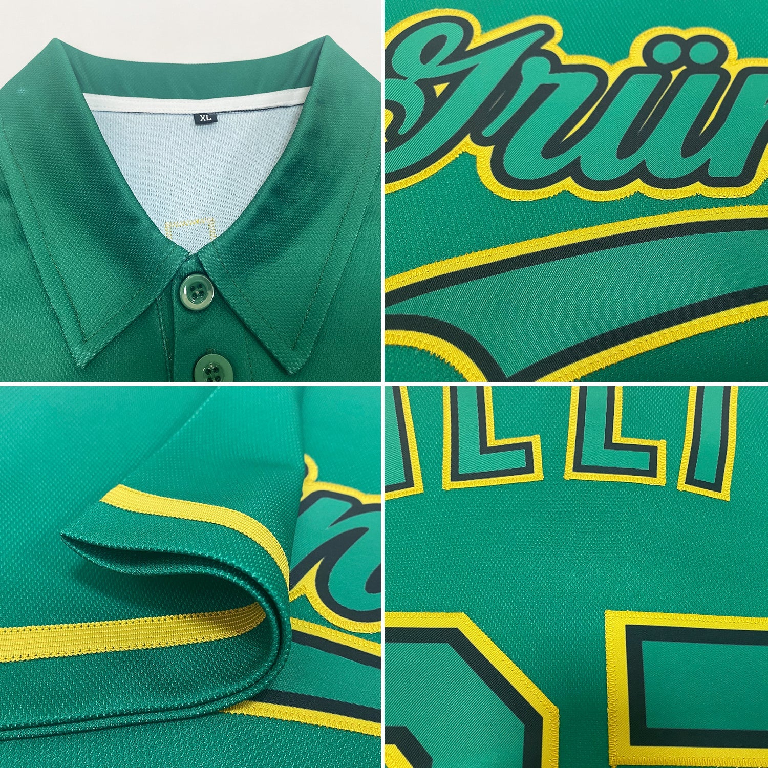 Custom Kelly Green Kelly Green Black-Old Gold Performance Vapor Golf Polo Shirt view 6