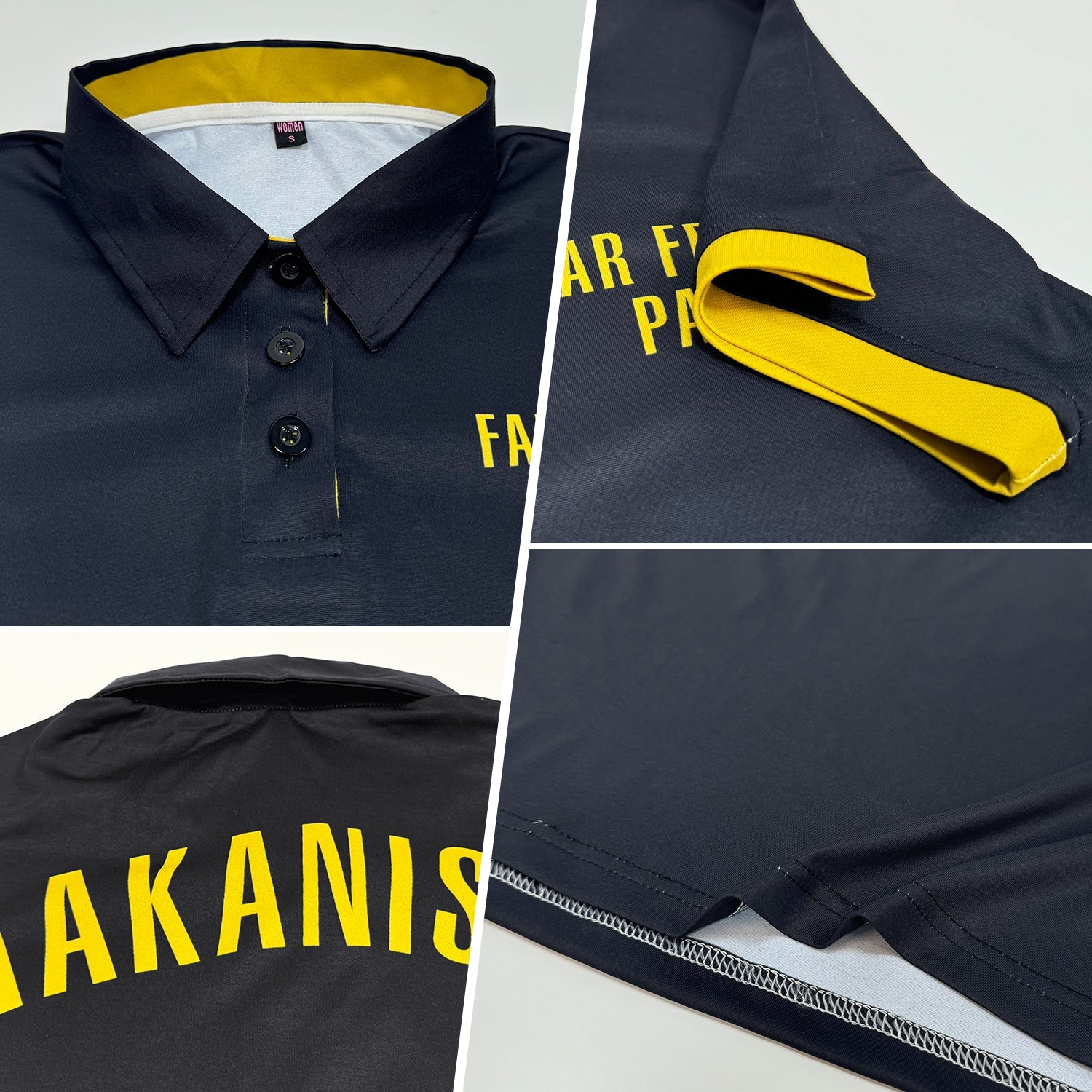 Custom Black Yellow Performance Golf Polo Shirt view 2