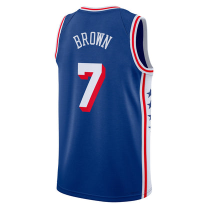 PH.76ers #7 Jaylen Brown Royal Swingman Jersey - Icon Edition Stitched American Basketball Jersey - Main View