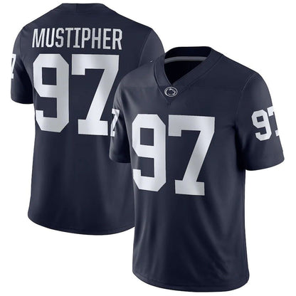 P.State Nittany Lions #97 PJ Mustipher NIL Replica Football Jersey Navy Stitched American College Jerseys - Main View