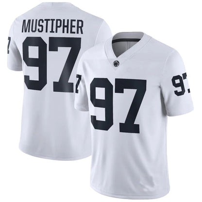 P.State Nittany Lions #97 PJ Mustipher NIL Replica Football Jersey White Stitched American College Jerseys - Main View