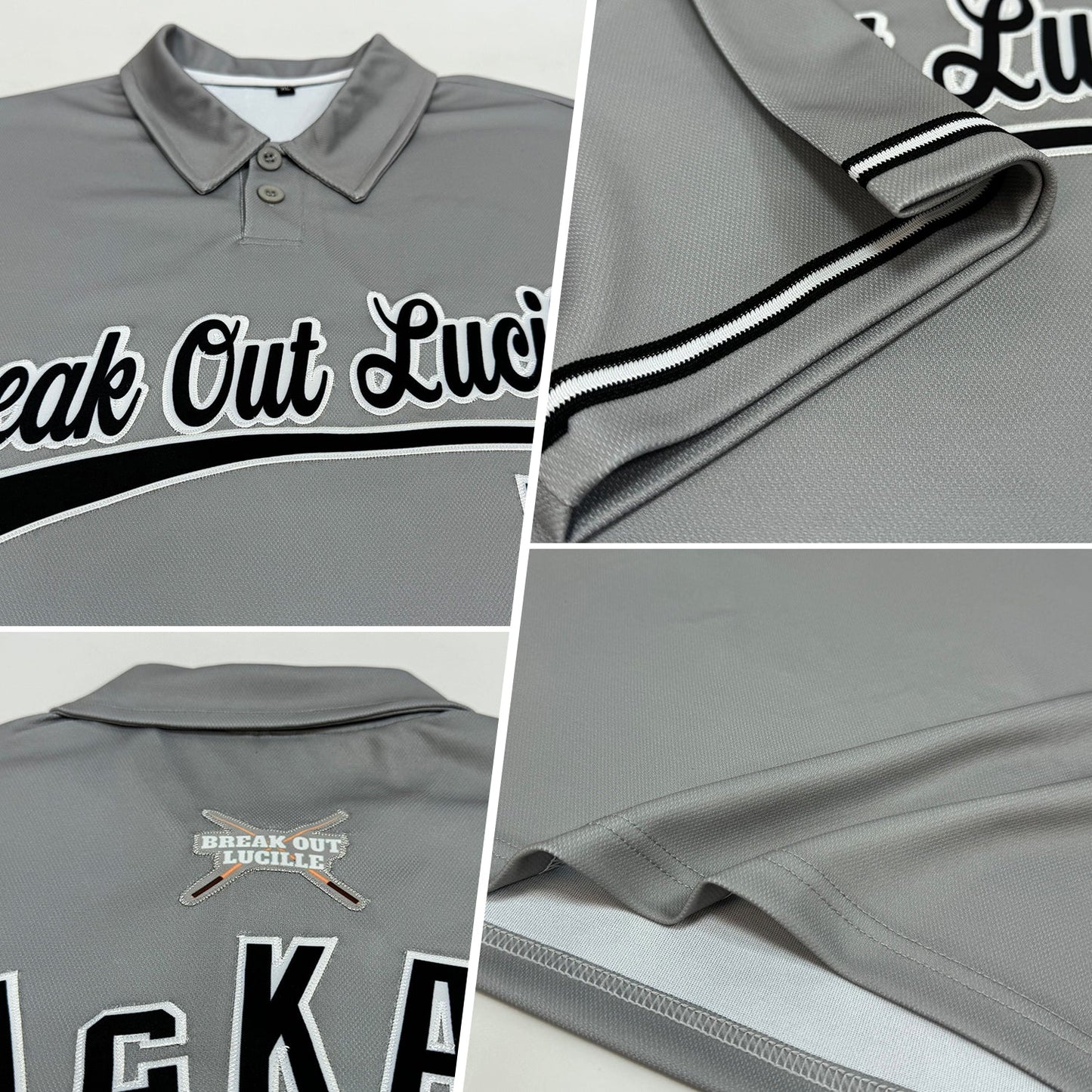 Custom Gray Black-White Performance Vapor Golf Polo Shirt view 2