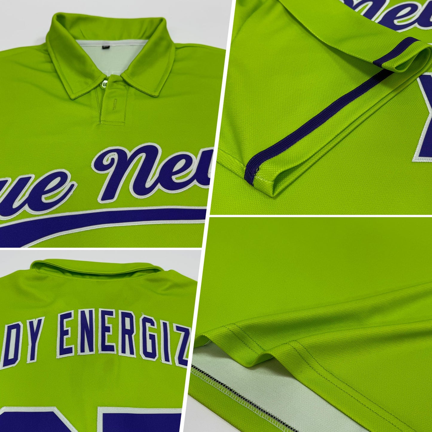 Custom Neon Green Purple-White Performance Vapor Golf Polo Shirt view 2
