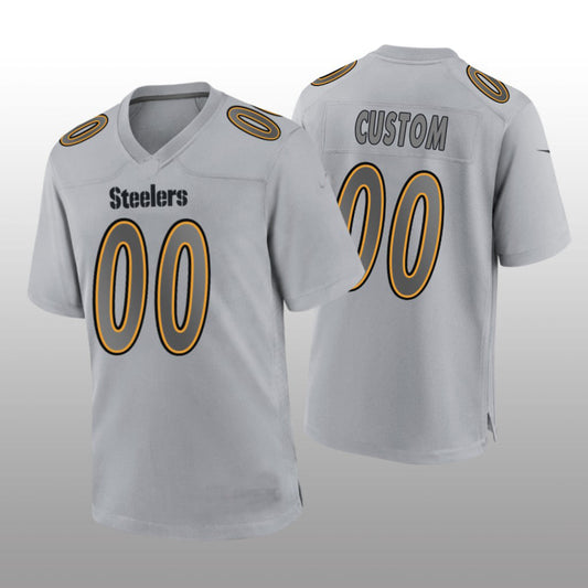 Custom P.Steelers Gray Atmosphere Game Jersey Stitched American Football Jerseys - Main View
