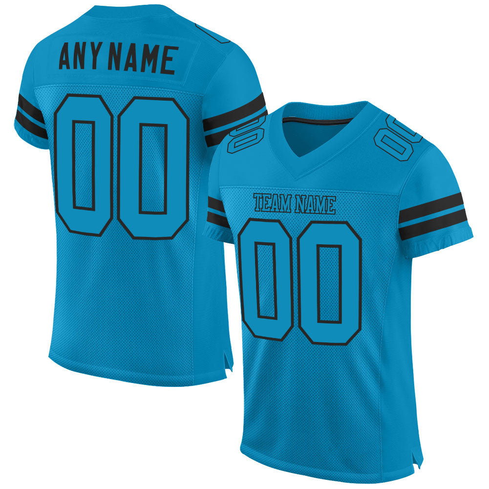 Custom Panther Blue Panther Blue-Black Mesh Authentic Football Jersey - Main View