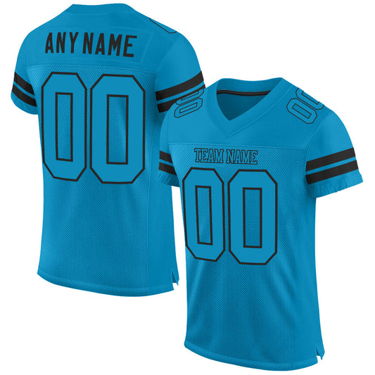 Custom Panther Blue Panther Blue-Black Mesh Authentic Football Jersey - Main View