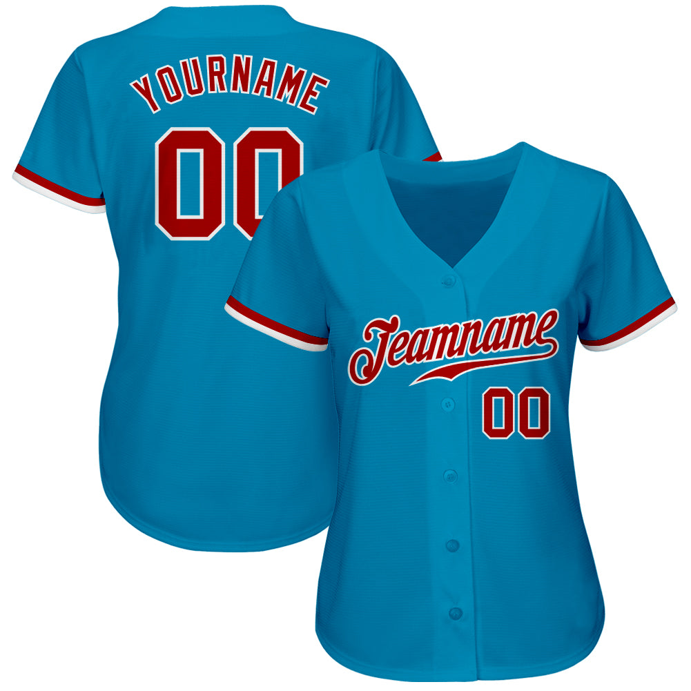 Custom Panther Blue Red-White Authentic Baseball Jersey view 2