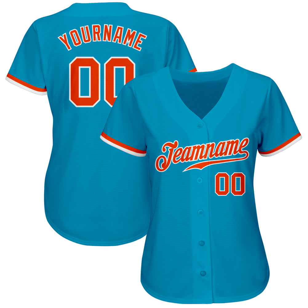 Custom Panther Blue Orange-White Authentic Baseball Jersey view 2