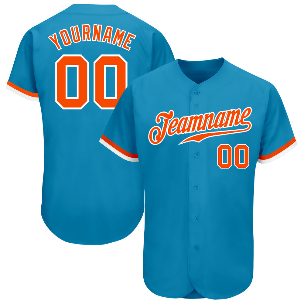 Custom Panther Blue Orange-White Authentic Baseball Jersey - Main View