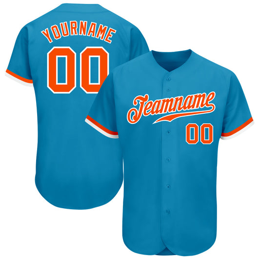 Custom Panther Blue Orange-White Authentic Baseball Jersey - Main View