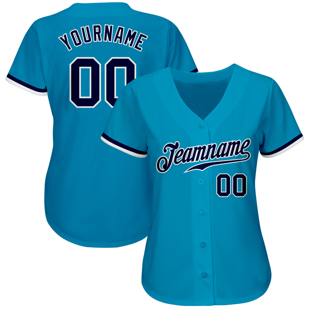 Custom Panther Blue Navy-White Authentic Baseball Jersey view 2