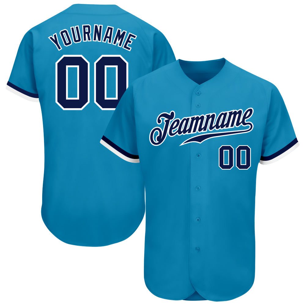 Custom Panther Blue Navy-White Authentic Baseball Jersey - Main View